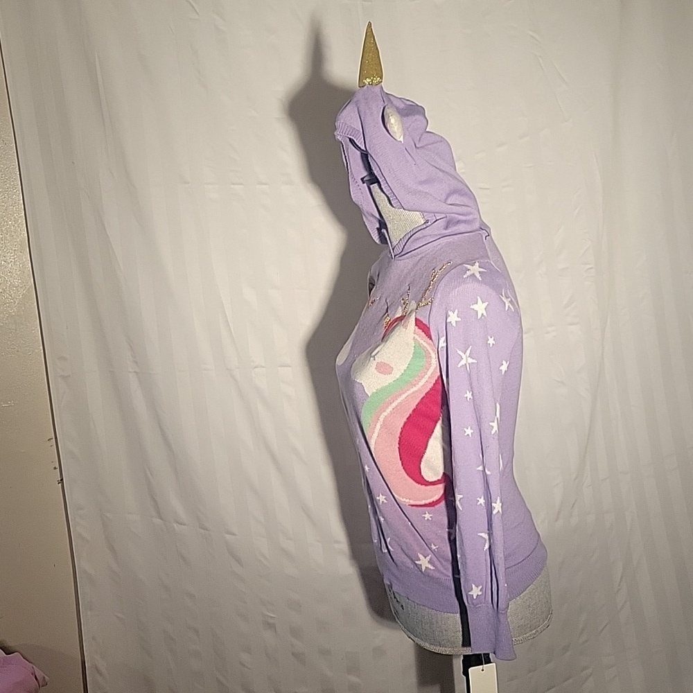Girls Unicorn Holiday Hooded Lavender Sweater, Size: L, NWT - Picture 4 of 9